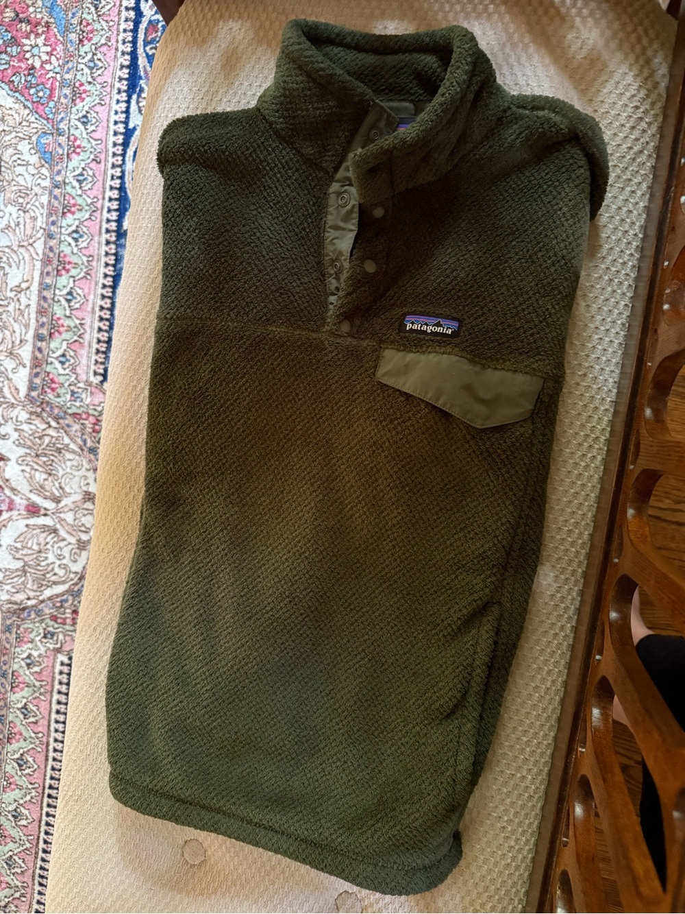 Patagonia Olive Green Men’s M 3/4 Snap  Fleece Pullover - Picture 3 of 5
